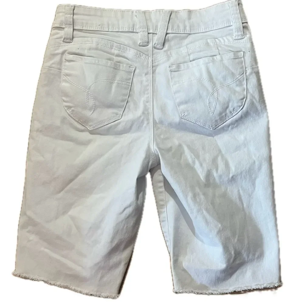 YMI High Rise Distressed Denim Jean Shorts White Size 26